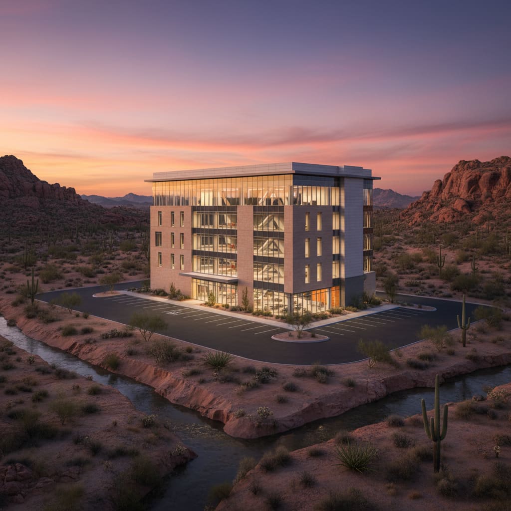 Modern energy efficient commercial building in Qatar